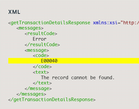 API Response Codes XML